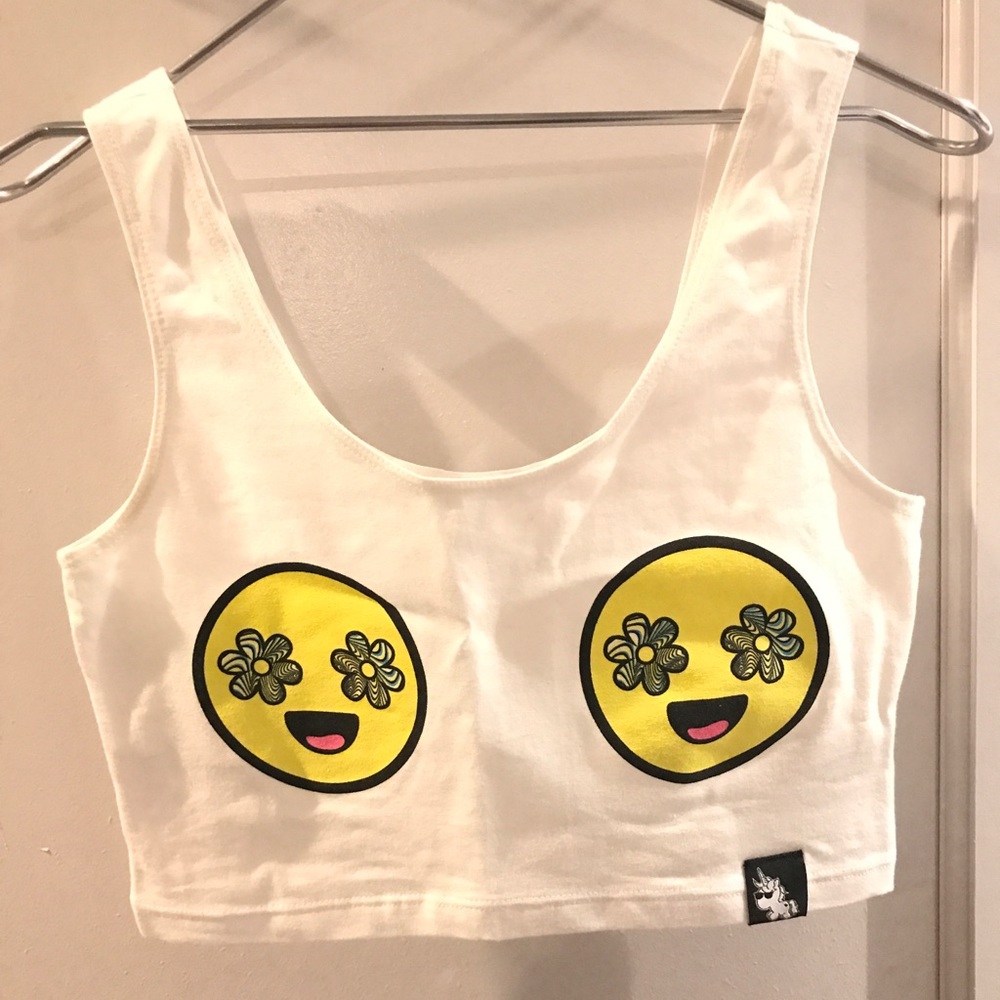 iHeartRaves Smiley Crop Top
